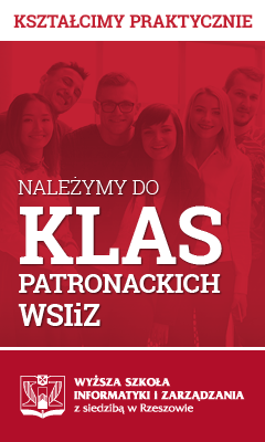 Plakat przynależności do klas patronackich WSIZ w Rzeszowie